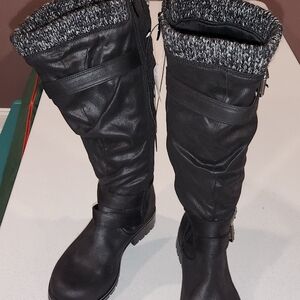 Torrid Black Buckle Knee-High Boots